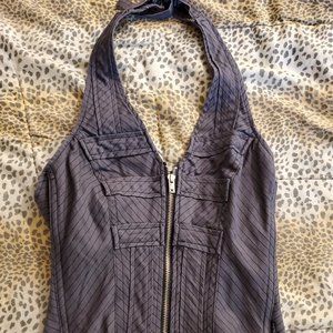 Tripp Grey w Black striping Halter Corset Top